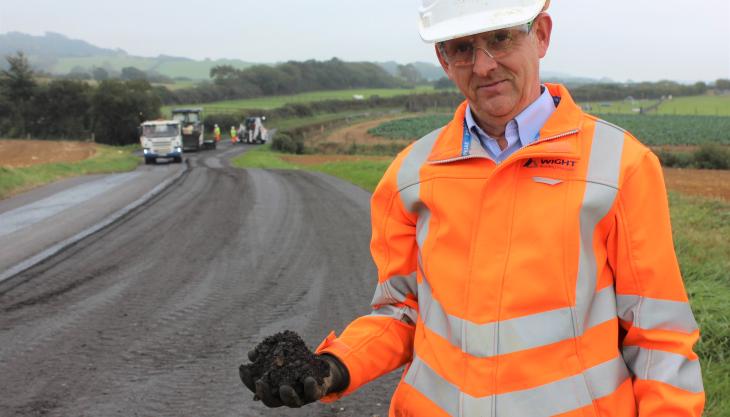 Steve Burton, general manager of Wight Building Materials, at the Whitwell Road site as the Recofoam is being laid Steve Burton