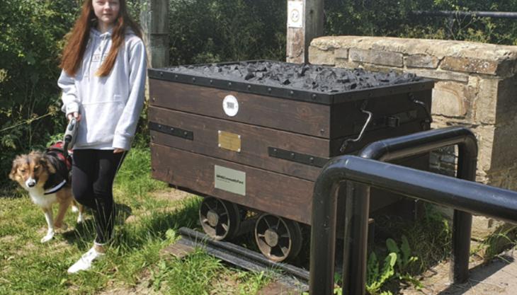 The new replica coal truck in place on the North Walbottle Waggonway Replica coal wagon