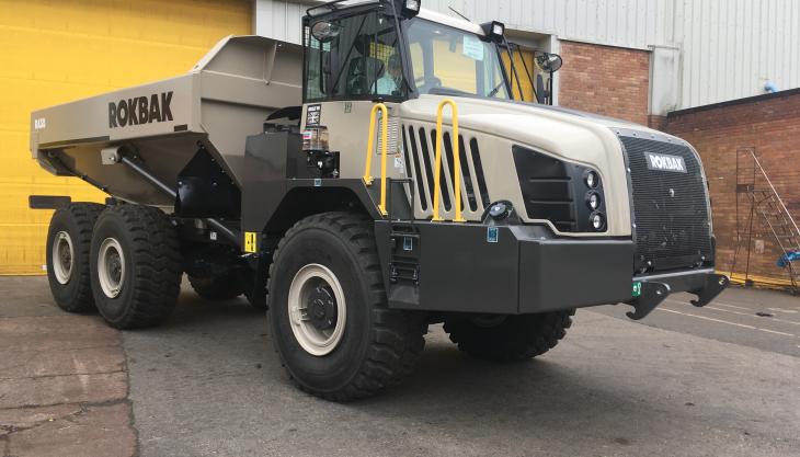 The first Rokbak RA30 articulated hauler leaving the factory in Motherwell, Scotland Rokbak RA30