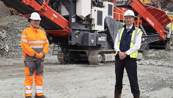 L-R: Sandvik engineer Adam Frame and MacLeod Construction Ltd's business development manager, Greig MacLeod Sandvik and MacLeod Construction celebrate 20 year partnership