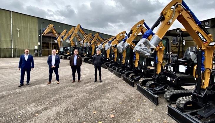 L-R: Leigh Harris, business development director, SANY UK & Ireland; Tony Thorpe, dealer development director, SANY UK & Ireland; Dean Ashton, business development director, Global Recycling Solutions; and Peter Banks, managing director, Global Recycling Solutions SANY and Global Recycling Solutions