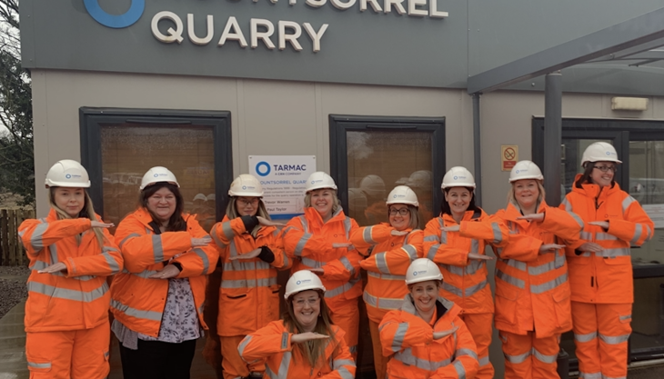 Female employees at Mountsorrel Quarry marking International Women's Day