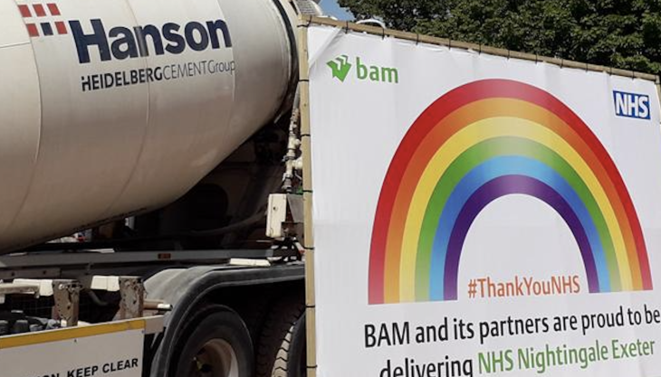 Hanson have supplied concrete for the new Nightingale hospital in Exeter Hanson