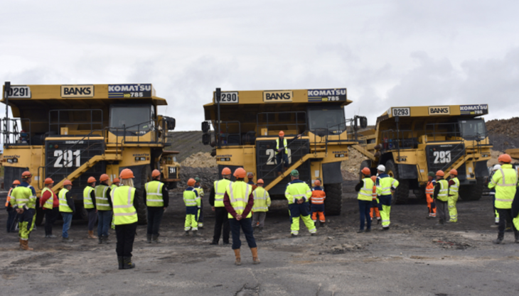 Banks Mining managing director Gavin Styles speaking to the team at the Brenkley Lane surface mine Brenkley Lane