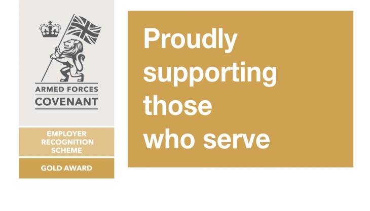Finning UK have received a Gold standard award for continuous support of the armed forces community Finning UK Gold standard award