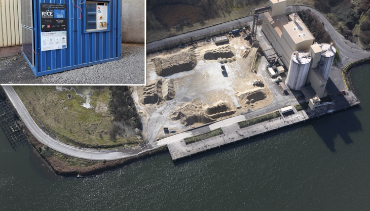 Main pic: Hanson’s Regen GGBS plant in Port Talbot, South Wales; Inset: The new hydrogen demonstration unit Hanson collaborate on green hydrogen research
