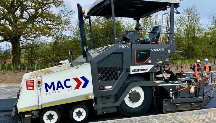 MAC Surfacing's new Volvo P6870D ABG paver with VB79 screed Volvo P6870D ABG paver