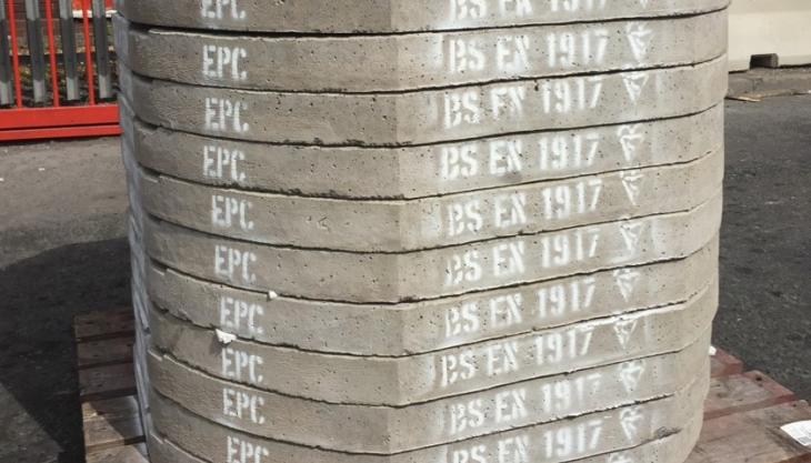 Properly verified precast drainage products with CE Mark to EN 1917 and Kitemark for BS 5911-3. Photo: Elite Precast Concrete Seating rings