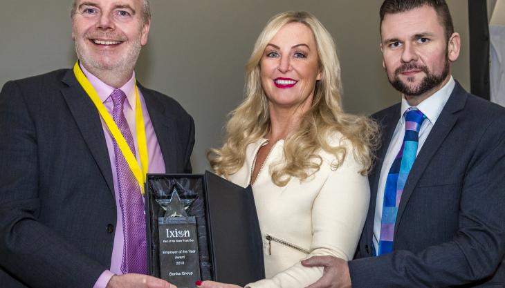 L-R: Shaw Trust chief executive officer Nick Bell with Banks Group HR director Lou Lightfoot and training co-ordinator Lewis Cowey