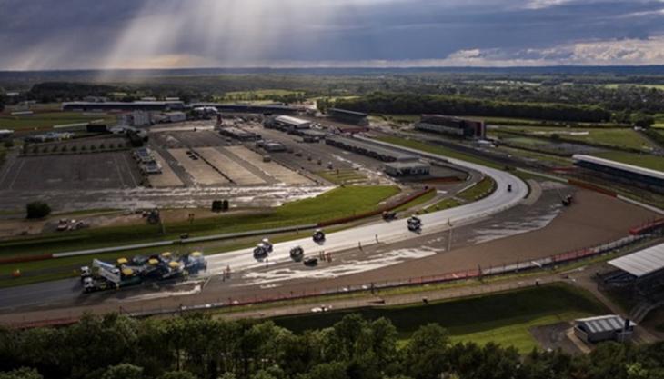 Track resurfacing at Silverstone race circuit Silverstone