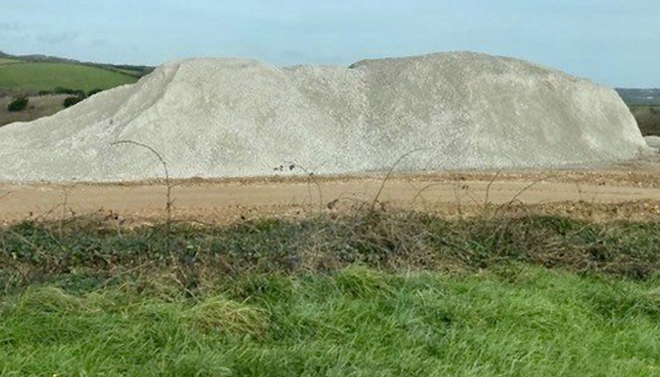 Stent, a by-product of local china clay production from Littlejohns Pit, is being used in the construction of the A30 Chiverton to Carland Cross road upgrade Stent