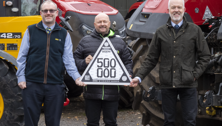 L-R: Stephen Howarth (AEA), Kevin Howells (Datatag) and Dave Luscombe (CEA) celebrate the 500,000th machine fitted with CESAR CESAR