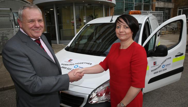 Rick Green, maintenance business director, Tarmac Contracting and Lisa Harris, assistant executive director, Regeneration and Housing, Knowsley Borough Council Tarmac and Knowsley Council