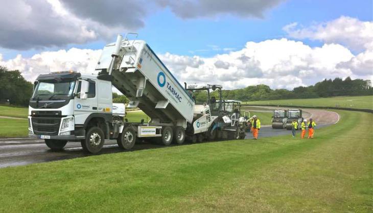 Tarmac resurfacing a section of Lydden Hill race circuit Lydden Hill
