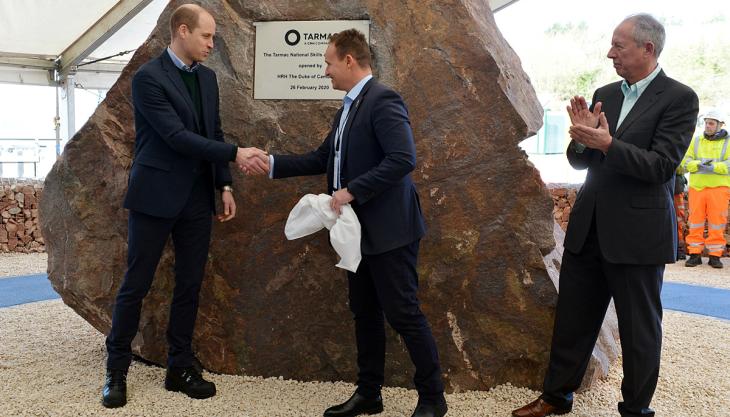 L-R: HRH The Duke of Cambridge, Martin Riley, senior vice-president of Tarmac, and Ken McKnight, president of CRH Europe Heavyside HRH The Duke of Cambridge, Martin Riley and Ken McNight