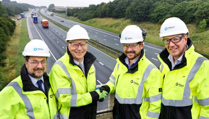 L-R: Mark Simpson, RMS; Alistair Snart, operations director, RMS; Ed Thompson, general manager of Tarmac Highways Services; and Peter Hyde, director of Tarmac Highway Services Tarmac secure A1 contract