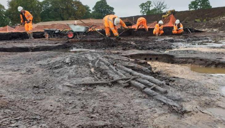 Archaeological excavations taking place at Tarmac’s Killerby Quarry Prehistoric timber house remains