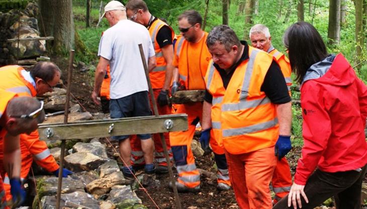 Tarmac backing conservation in Peak District Tarmac volunteers