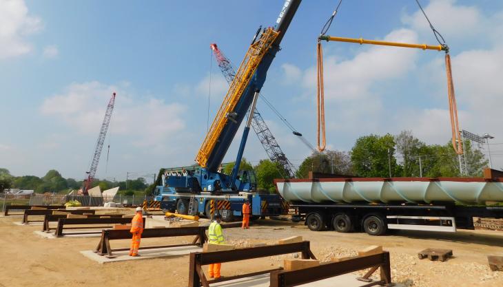 Tarmac safely delivers new bridge Abbey Chesterton Bridge Chisholm Trail bridge delivery