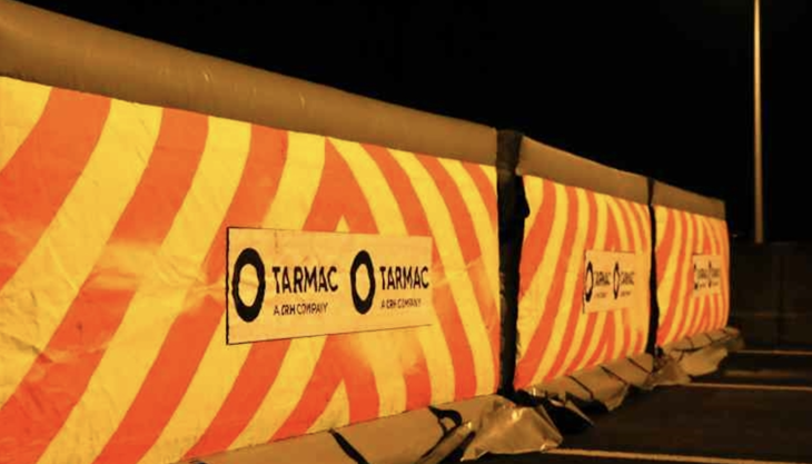 Tarmac's inflatable safety barrier Tarmac safety barrier