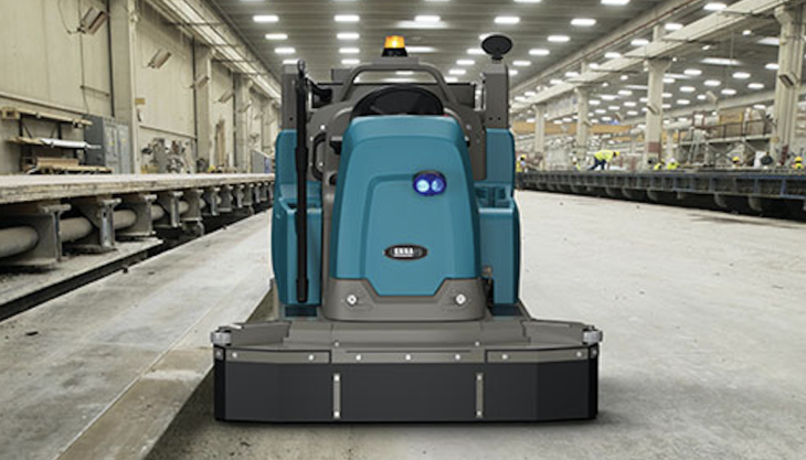The new Tennant S16 battery-powered ride-on industrial sweeper Tennant S16 industrial sweeper