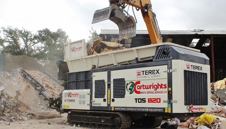 Terex TDS 820 twin-shaft shredder