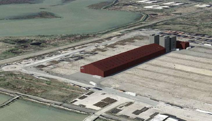 Schematic of the proposed Thamesport Cement facility on the Isle of Grain in Kent Thamesport Cement