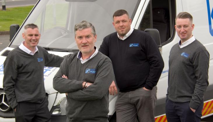 L-R: Gavin Dunsmore, regional manager Scotland; Greg Mulhearn, managing director; Jimmy Rice, regional manager South; and Rob Davies-Hilliard, regional manager North United Plant Services