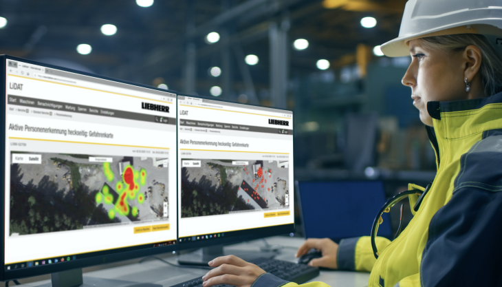 Using the incident map, the Liebherr wheel loader operator can identify risk zones on the site and implement measures to avoid accidents Liebherr incident map