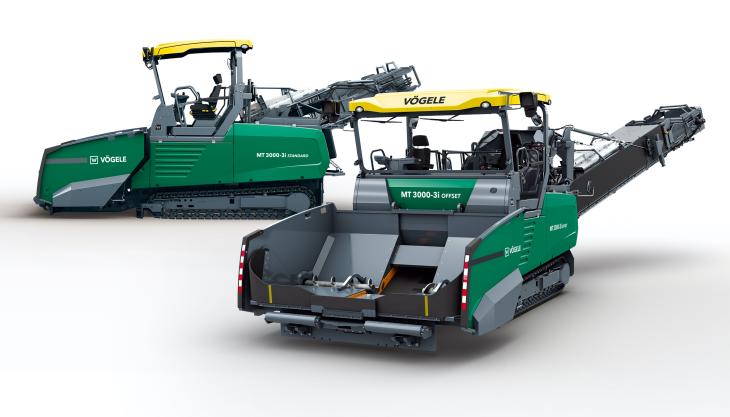 The new MT 3000-3i Standard and Offset material feeders integrate the latest Dash-3 machine technology Vogele material handlers
