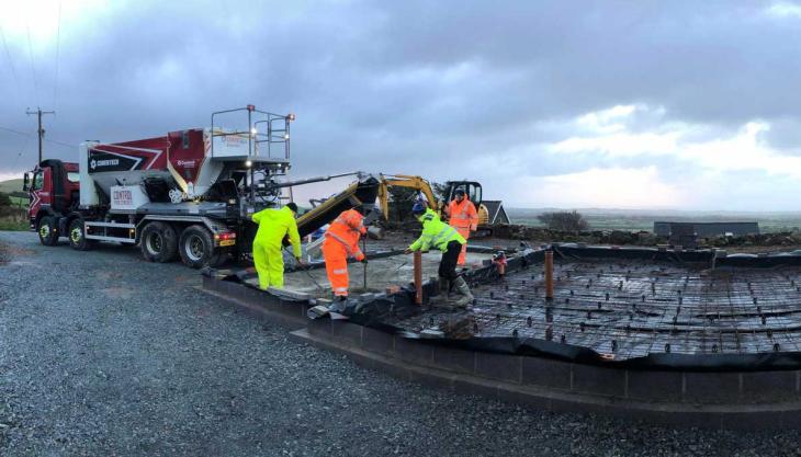 The C60 volumetric mixer delivering concrete C60 volumetric mixer