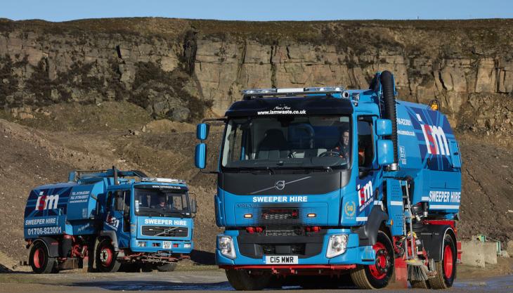 Bury-based ISM Waste have taken delivery of a new Volvo FL road sweeper to replace an FL6 (pictured in background) which has been in service with the family firm since 2003 Volvo FL250 sweeper