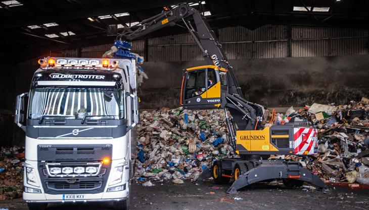 Grundon opt for new Volvo EW240E materials handler Volvo materials handler