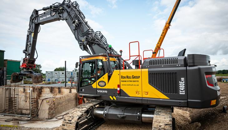 Volvo EC480E excavator rigged with high-reach demolition equipment Volvo EC480E excavator