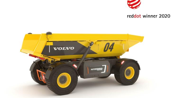 TA15 autonomous electric hauler winner of one Red Dot Award for product design Volvo TA15 electric hauler