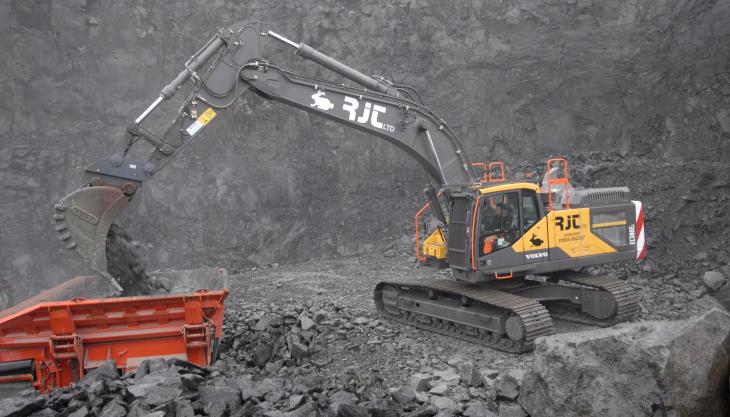 RJT Excavations' new EC380E excavator has been deployed on long-term crushing contract in Scotland’s Central Belt Volvo EC380E