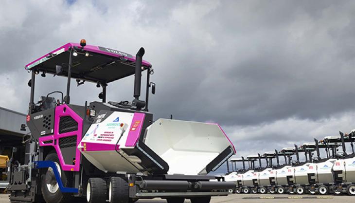 Volvo paint pavers pink for cancer research Pink paver