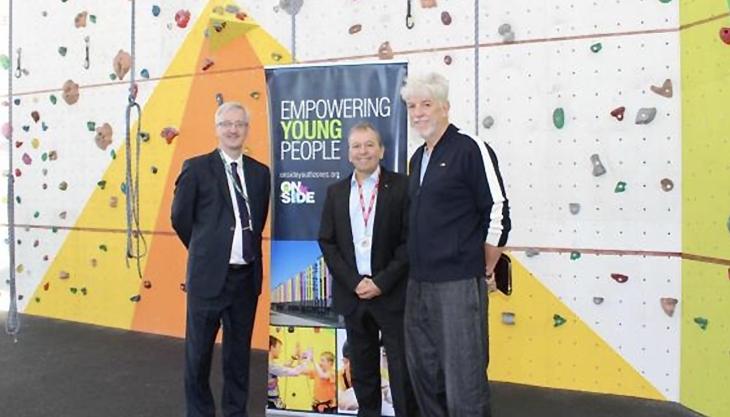L-R: Paul Griffiths from Warrington Youth Zone, Tarmac’s Paul Fleetham, and Nick Hopkinson MBE DL, Warrington Youth Zone board member and High Sheriff of Cheshire (photo taken before coronavirus restrictions) Warrington Youth Zone