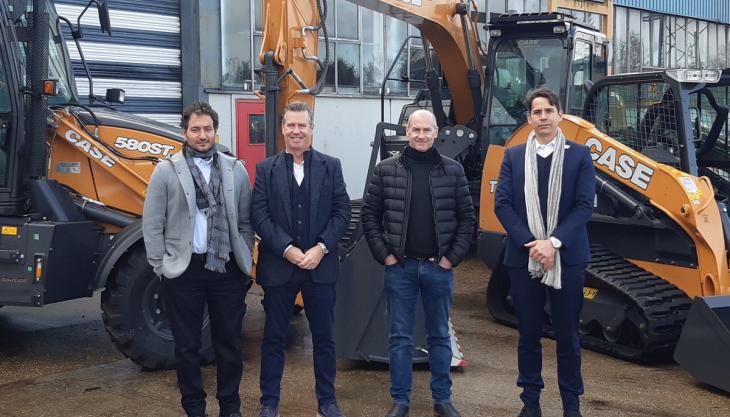 L-R: Nicola Darpino, vice-president - Europe, CASE Construction; Ashley Ward and Matt Ward, joint managing directors, Warwick Ward; and Anthony Bouvié, business director - Northern Europe, CASE Construction Equipment Warwick Ward