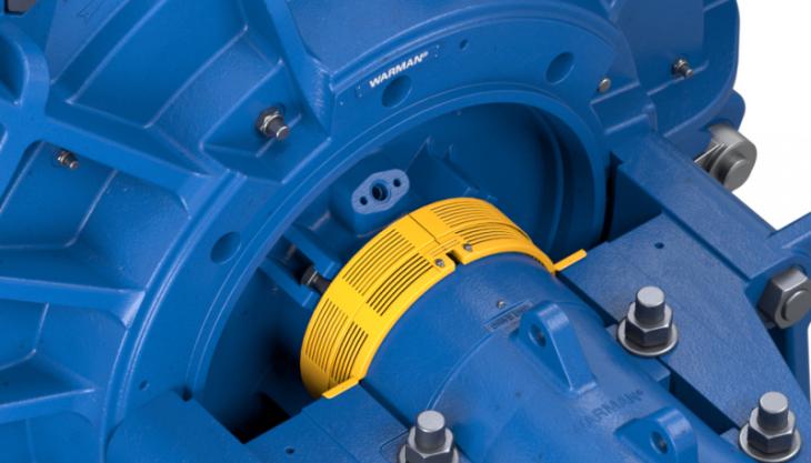 Warman AH 20-18 pump fitted with the new telescopic gland seal guard Warman AH 20-18 pump