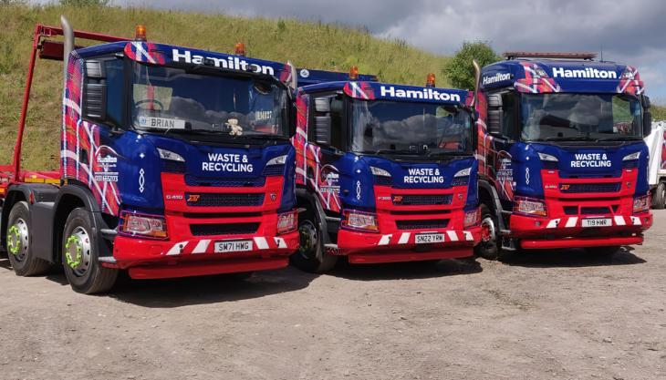 Hamilton Waste & Recycling are rolling out Wheely-Safe’s safety technology across their truck fleet Hamilton Waste & Recycling truck fleet