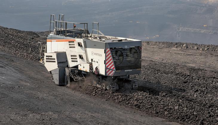 One of BCML's Wirtgen 220 SM 3.8 surface miners in action at the Bhubaneswari open-pit operation Wirtgen surface miner