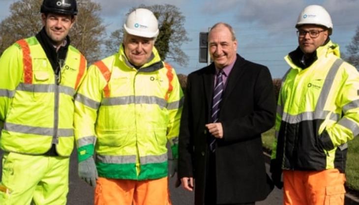L–R: Andy Howle, Karl Cooper, Cllr Steve Evans and Sunny Mehta Rubber road