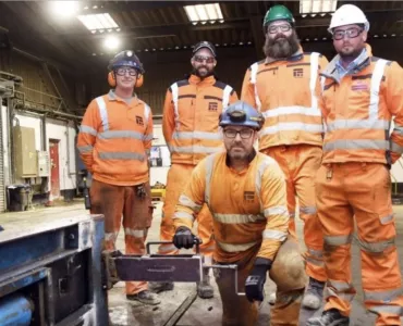 Hoveringham-based maintenance engineer Ed Berridge (kneeling) found a way to completely remove the need for human involvement in the stressing process