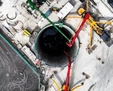 EFC being poured into the deep-level tunnel at Hurst substation