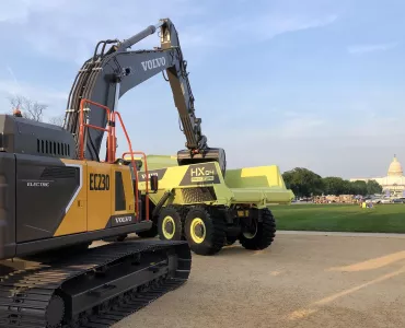 Solutions for today, such as the EC230 Electric excavator, and tomorrow, such as the HX04 fuel-cell prototype, were on display on the National Mall in Washington DC