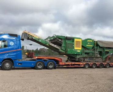 An Agg-Pro-supplied McCloskey J45 on the back of one of Fox Group's low-loaders