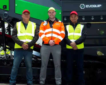 Fergal McKenna (centre), business development manager at EvoQuip, with members of the Tsun Hung Environmental team