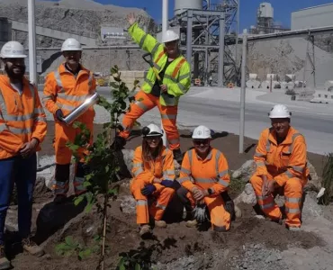 Tunstead employees planted native trees and shrubs in a new green space located on site