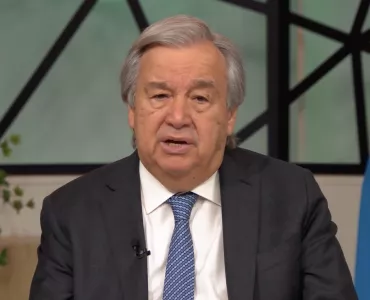UN Secretary General António Guterres speaking to the GCCA conference via video